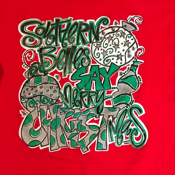 Southern Belle red Merry Christmas tee shirt - Picture 4 of 5